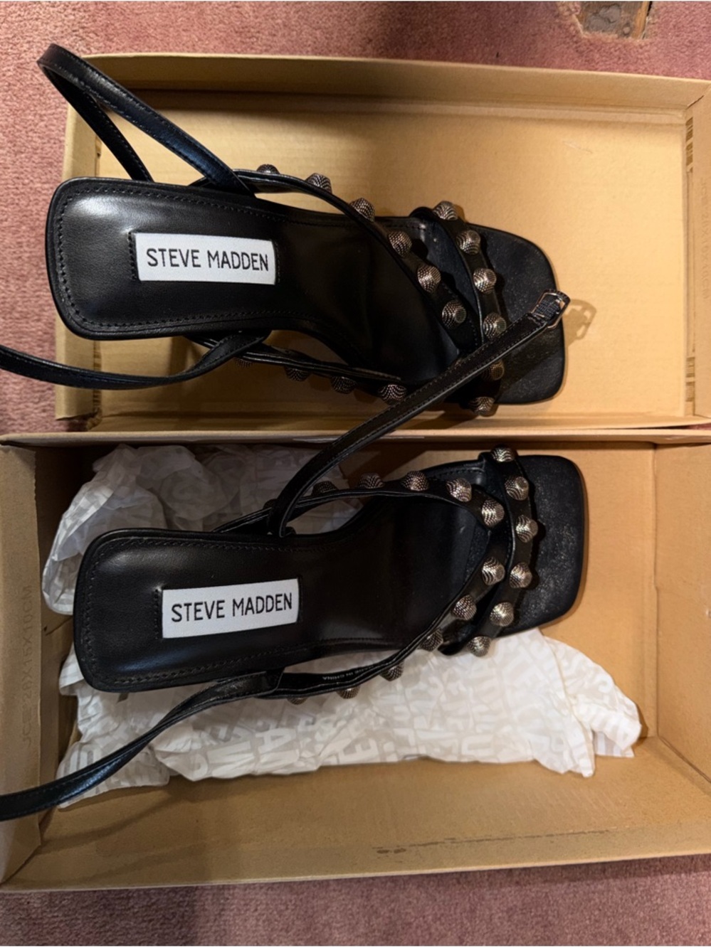 Steve Madden Black Studded Strappy Heels